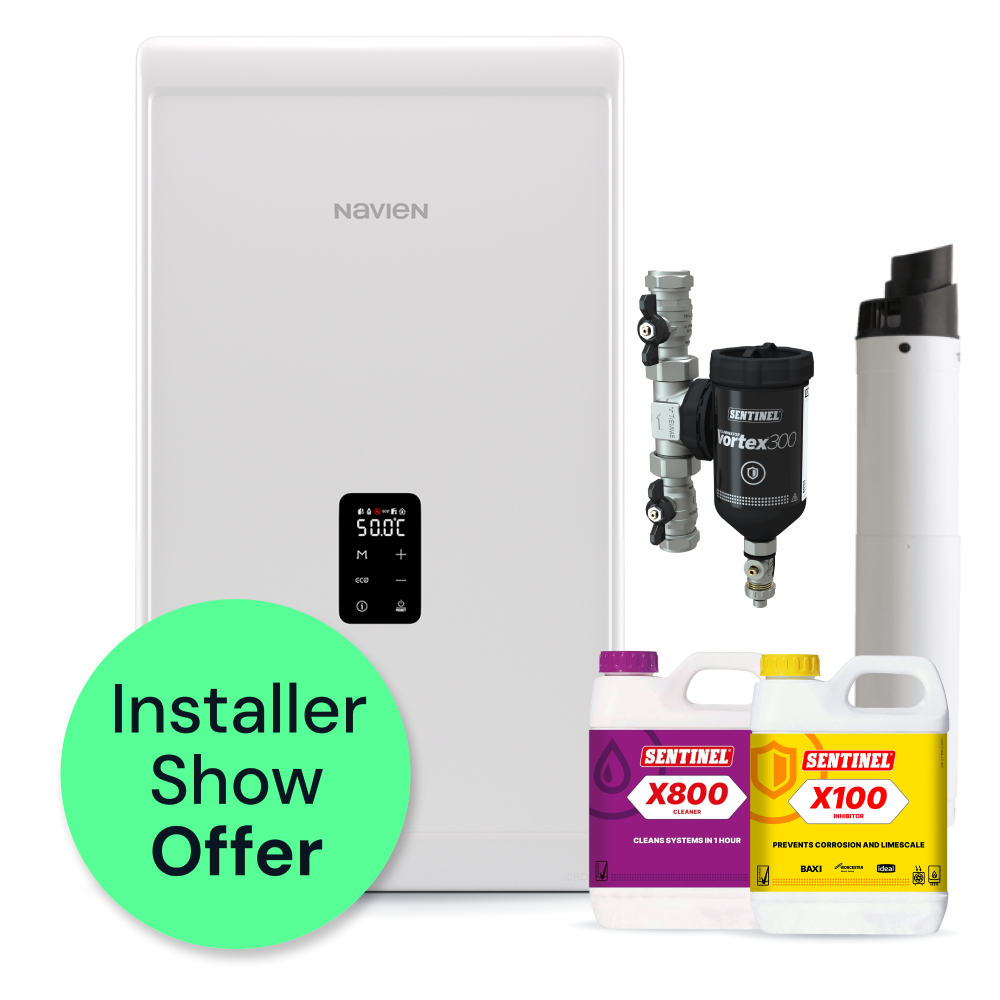 Navien NCB 300 30kw Combi, Horizontal Flue, Filter & Chemicals Pack