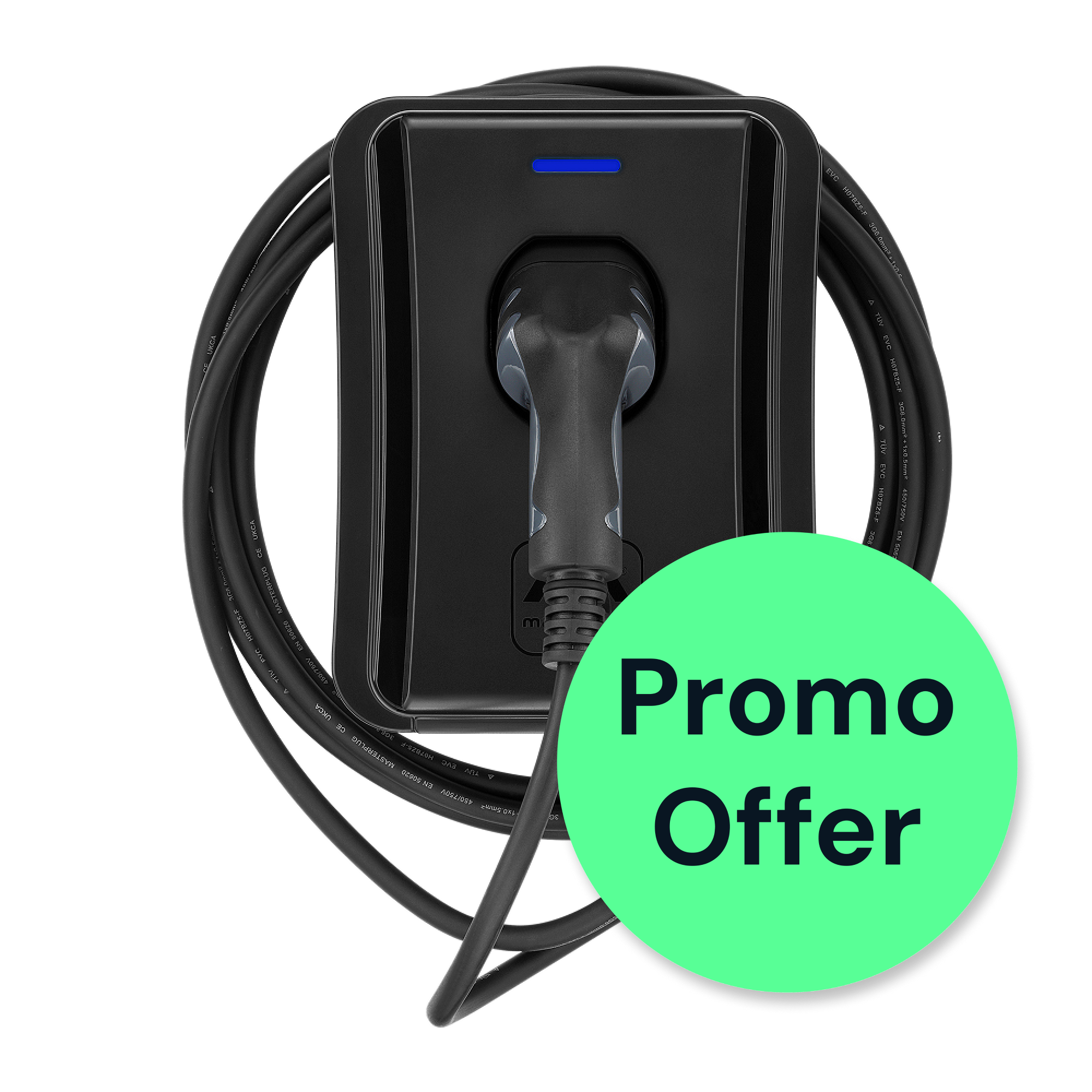 Masterplug 5M Tethered Smart EV Home Charger, Type 2, 7.4kW