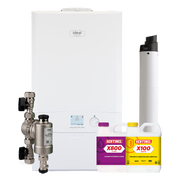 Ideal Logic2 MAX 30kw with Ideal system filter (Gas Combi), Horizontal Flue, Filter (Included in boiler box) & Chemicals