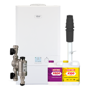 Ideal Logic2 MAX 24kw with Ideal system filter (Gas Combi), Vertical Flue, Filter (Included in boiler box) & Chemicals