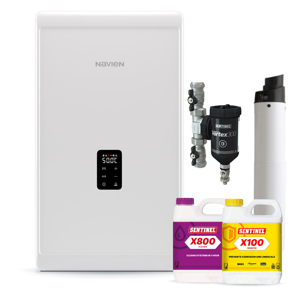 Navien NCB 300 37kw Combi, Horizontal Flue, Filter & Chemicals Pack